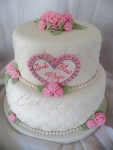 Quilted, Pink Roses Baptism Cake