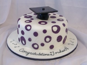 Purple Polka Dotted Grad Cake