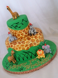Giraffe/Jungle-Themed 1st Birthday Cake